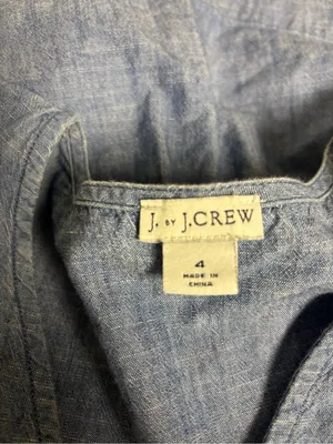 J.Crew Flutter-Sleeve Faux-Wrap Chambray Top Size 4 L0971 thumbnail 3