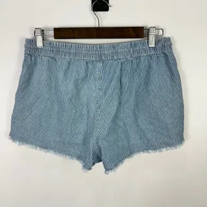 Aerie Striped Denim Drawstring‎ Shorts Light Wash Beachy Boho Coastal Cowgirl thumbnail 4
