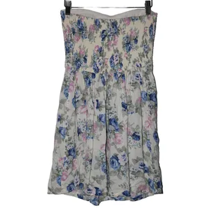 Women's Abercrombie & Fitch Cream Pink Blue Floral Strapless Dress Size Medium M thumbnail 2