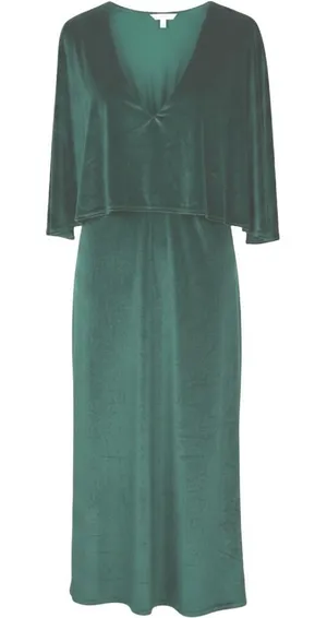 Club L London Green Velvet Cape Midi Dress V-Neck Sheath XXL holiday Cocktail thumbnail 1