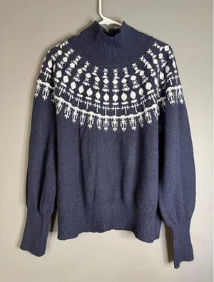 Free Assembly Navy White Sweater with Mock Neck Womens XXL thumbnail 1