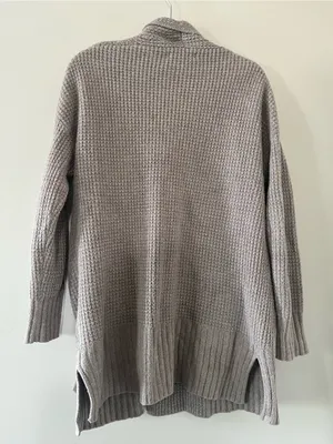 Barefoot Dreams Cozy Chic Oatmeal Taupe Waffle Knit Long Cardigan Small Cabin thumbnail 7