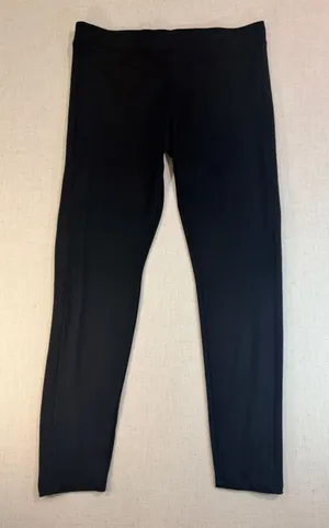 A New Day Women’s Side Ribbed Tuxedo Stripe Ankle Leggings Black Large thumbnail 1