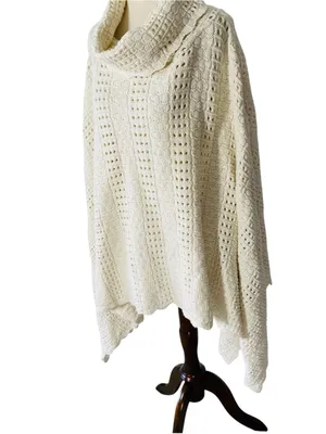 VINTAGE ETC. Crochet Cowl Neck Poncho thumbnail 4