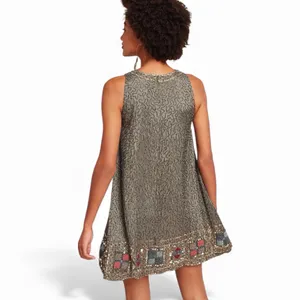 Anthro RAGA Wedding Guest Hanna Beaded & Sequin Sleeveless Dress Garden Party M thumbnail 3