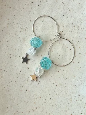Handmade fairy cute Kawaii funky retro dangle hoop earrings 🍃💚 thumbnail 3
