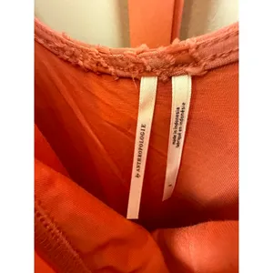 Anthropologie Coral Pink Ruffle Knit Mini Short Sleeve Dress - Size - Small thumbnail 6
