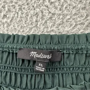 Madewell Lucie Bubble Sleeve Smocked Top Long Sleeve Green Peasant Boho W XL thumbnail 3