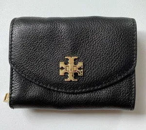 New condition Tory Burch black leather turn lock mini wallet thumbnail 1