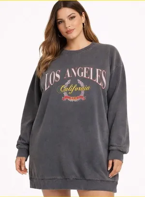 Forever 21 Athleisure Lounge‎ Streetwear Los Angeles Graphic Sweatshirt Dress thumbnail 1