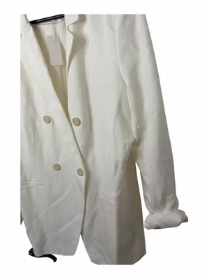 Loft Women's Double-Breasted White Linen Blend Blazer NWT thumbnail 3
