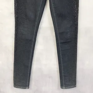 Cache Skinny Low Rise Jeans Women‎ 2 Black Rhinestone Stretch Y2K McBling thumbnail 4