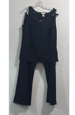 Talbots black rayon blend L pantsuit business casual office tank shirt pants thumbnail 1