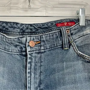 7 For All Mankind high rise straight leg cutoff jeans blue denim size 18 thumbnail 2