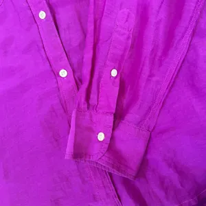 Lauren Ralph Lauren Button Up Shirt Women Large Purple Cotton Silk Utility Light thumbnail 11