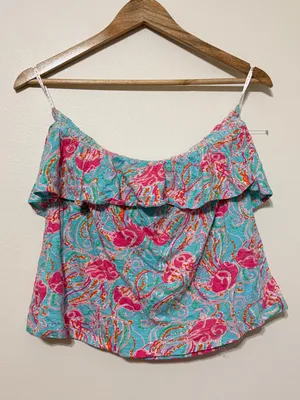 Lilly Pulitzer Tropical Jellyfish Strapless Top Size XL Vacation beach thumbnail 6