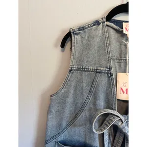 So Me Denim Jean Vest Cotton Blend Tie Front NWT Size Large Nashville Cowgirl thumbnail 5
