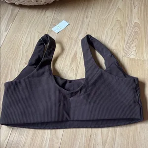 Aerie Chocolate Ribbed Sports Bra thumbnail 2
