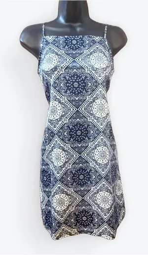 Birch and Stone Navy Tile-Print Spaghetti Strap Mini Dress thumbnail 1