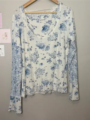 We The Free Clover Top in Ivory Combo FREE PEOPLE XL coquette whimsy coastal thumbnail 2
