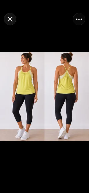 Lululemon Lime/Yellow Tank w/Striped Built In Bra-S (4/6) thumbnail 2