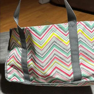 Thirty-One Pink and Yellow Chevron Tote Bag thumbnail 5