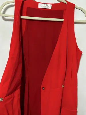 Amanda Uprichard snap closure red sleeveless knee length dress thumbnail 3