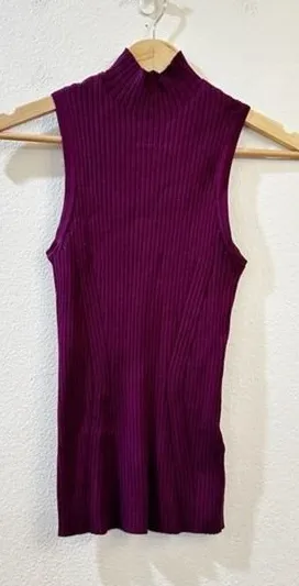 Madewell Ribbed Mock-neck‎ Sweater Tank in Wine Size Small thumbnail 1