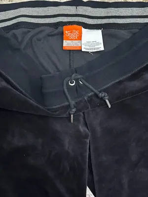 Vintage Nike Black Velour Sweatpants Medium M 8.5” Rise Track Pants Y2K thumbnail 6