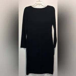 Talbots- Wool Blend Black Long Sleeve Waist Ruching Midi Dress Classic- Size XS thumbnail 2