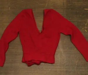 Express Womens Cropped Knit Tie Back Top Red S thumbnail 1