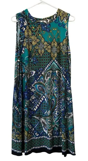 AGB Women Size Large Dress Sleeveless Stretch Paisley Office Career‎ Summer City thumbnail 1