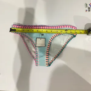 PLATINUM SWIMWEAR Stitched Scoop Bikini Bottoms in Light Blue Size M thumbnail 4