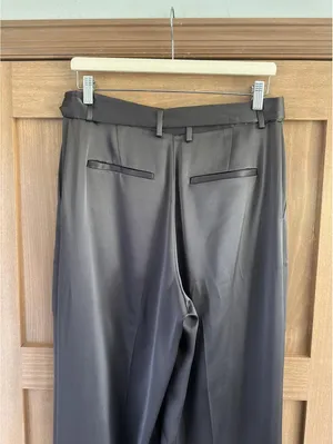 Babaton Aritzia Becket Satin Wide Leg Trouser Pants Soot Brown Women’s size 10 thumbnail 7