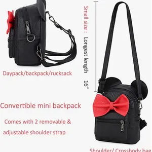 Disney Minnie Mouse Ears & Red Bow Convertible Mini Backpack Crossbody Bag Purse thumbnail 3