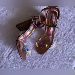 Bella Luna STAN Nude Champagne Bright Rhinestone Chunky Platform Mary Jane Heels thumbnail 9