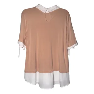 Misia Peach Lace Collar Layered Button‎ Front Shirt Top Women XL thumbnail 2