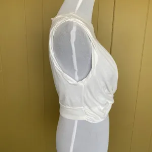 Free People Movement crop top women XS sleeveless twist front activewear white thumbnail 4
