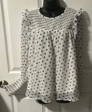 White Puff Sleeve Blouse with Peter Pan Collar thumbnail 1