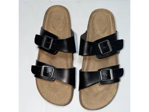 Size 9 Women’s Time and Tru slide sandals Two Band Footbed Slide Sandal black thumbnail 8