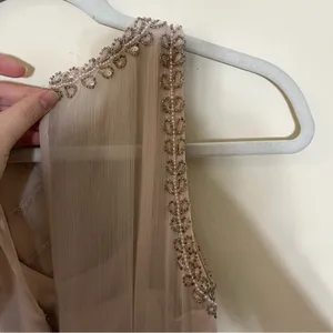 Adrianna Papell Beaded Bodice Sleeveless Blush Maxi Gown Size 2 thumbnail 6