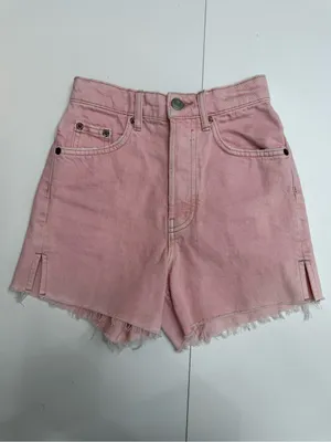Zara Dusty Pink Frayed Denim Shorts size 0 thumbnail 3