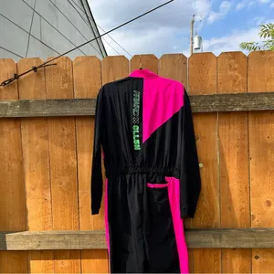 ASOS Collusion Brand Ski Style Indoor/outdoor Jumpsuit size‎ 10 black pink retro thumbnail 14