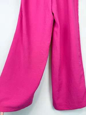 Adrienne Vittadini Hot Pink Gauzy Wide Leg Trousers Size Medium thumbnail 9