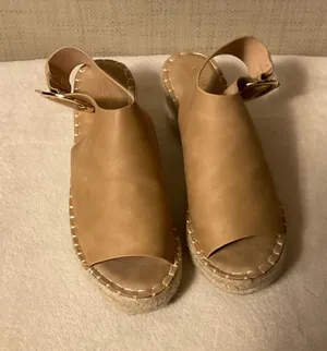 Catherine Malandrino Tan Leather Espadrille Platform Slingback Sandals thumbnail 1