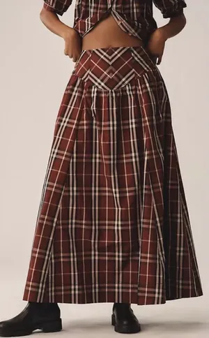 Anthropologie Maeve Drop Waist Taffeta Maxi Skirt Size 2 thumbnail 1