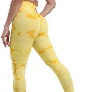 High Waist Yellow Tie Dye Leggings thumbnail 2