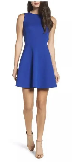 NWT Felicity & Coco Womens Sleeveless Open Back Barbara Fit Flare Dress- Large thumbnail 1