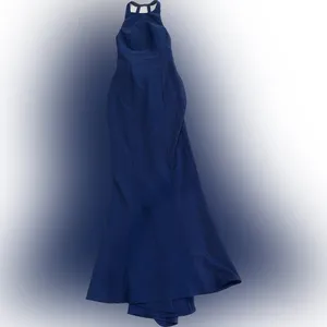 Maria Bianca Nero Ruffle Low Back Mermaid Gown IN NAVY thumbnail 4