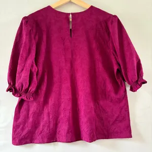 Ted Baker Magenta Pink Floral‎ Jacquard Puff Sleeve Blouse XL 1037380 NWT thumbnail 2